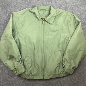 BARU Sports Jacket Mens Large Green Windbreaker Full Zip Lightweight Lined